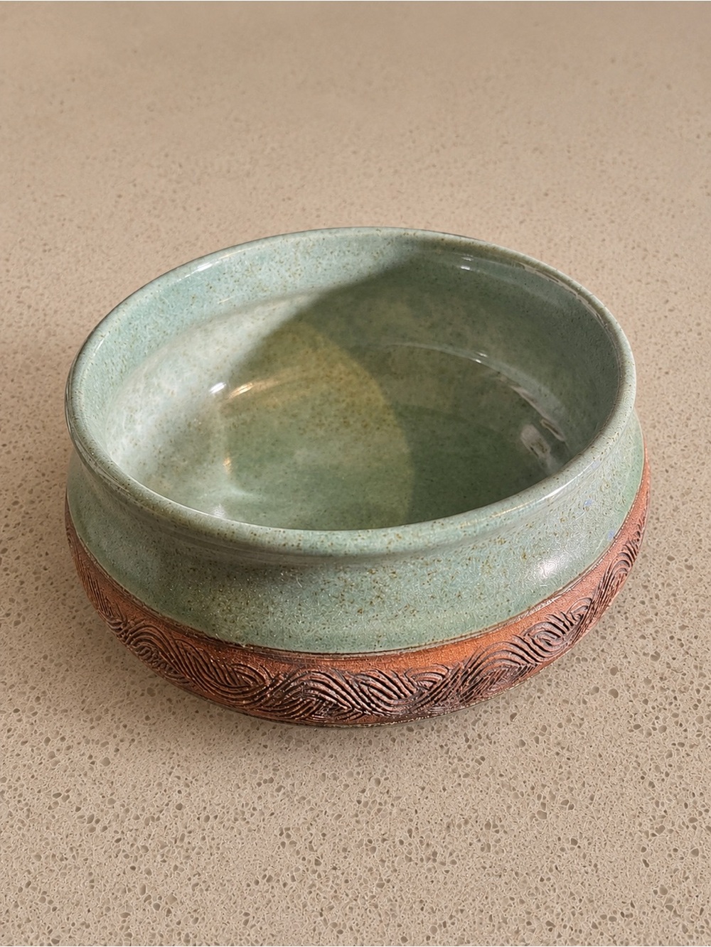 Handcrafted Burn Oars Pottery Ceramic Bowl – Seafoam Green Glaze – Signed “Kea”